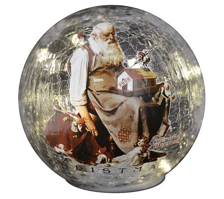 RCS Globe LED Norman Rockwell Santa w Elves