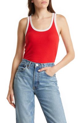 Re/Done '60s Scoop Neck Tank in Red With Ivory