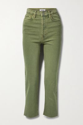 RE/DONE - 70s High Rise Stove Pipe Frayed Cropped Straight-leg Jeans - Green