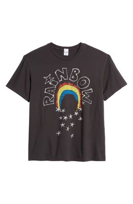 Re/Done '90s Easy Rainbow Cotton Graphic T-Shirt in Washed Black