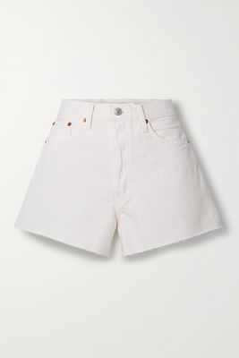 RE/DONE - 90s Frayed Denim Shorts - Off-white