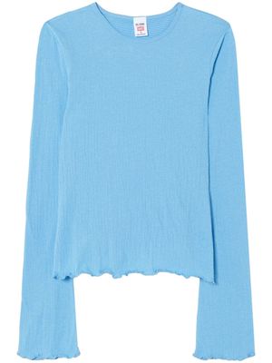 RE/DONE bell-sleeved crinkled top - Blue