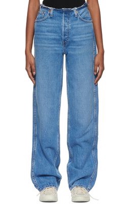 Re/Done Blue Raw Waist Jeans