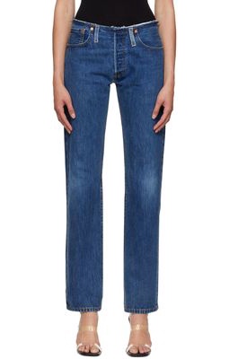 Re/Done Blue Raw Waist Loose Jeans