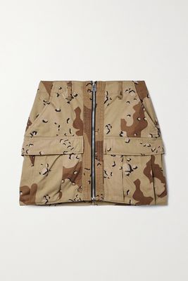 RE/DONE - Camouflage-print Upcycled Denim Mini Skirt - Brown