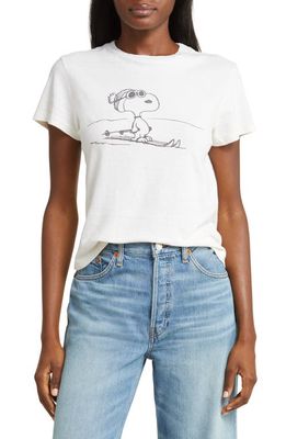 Re/Done Classic Ski Snoopy Cotton Graphic T-Shirt in Vintage White