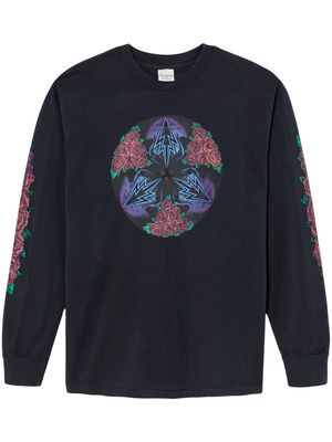 RE/DONE cosmic rose-print sweatshirt - Black
