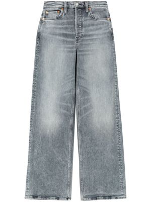 RE/DONE logo-patch wide-leg jeans - Grey