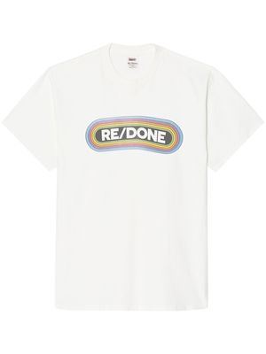 RE/DONE logo-print Rainbow T-shirt - White