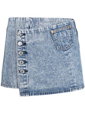 RE/DONE low-rise acid-washed skirt - Blue