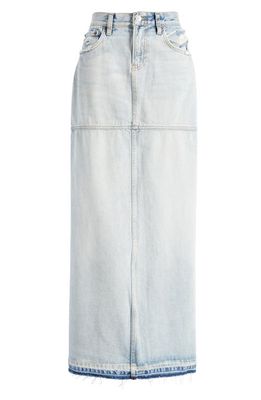 Re/Done Mid Rise Organic Cotton Denim Maxi Skirt in Ripped Tide