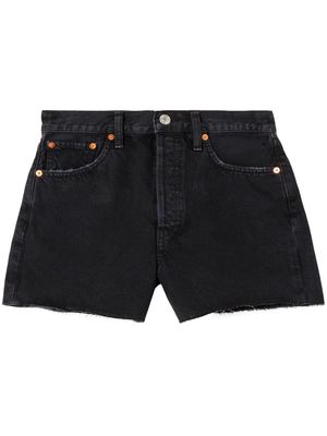 RE/DONE mid-rise washed-denim shorts - Black