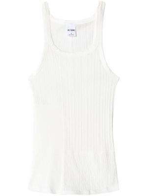 RE/DONE mixed-panel ribbed tank top - White