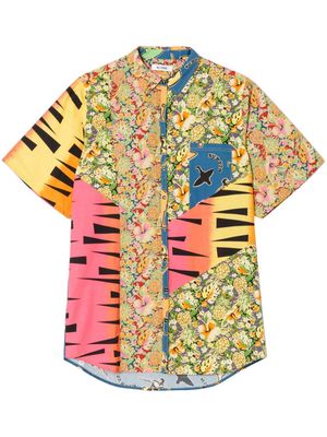 RE/DONE patchwork-design shirt minidress - Yellow