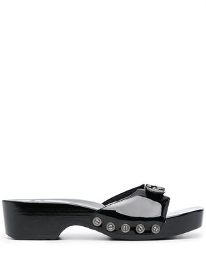 RE/DONE patent-finish leather mules - Black