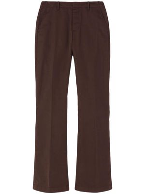 RE/DONE pressed-crease cotton-blend flared trousers - Brown