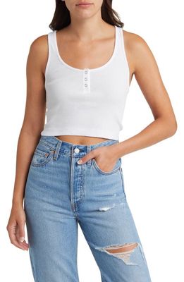 Re/Done Rib Henley Crop Tank in Optic White
