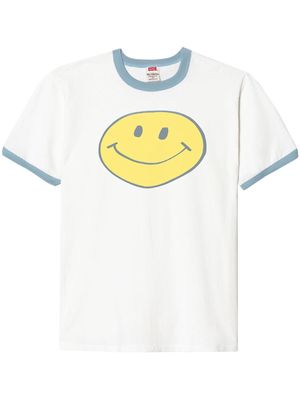 RE/DONE Ringer Smiley-print cotton T-shirt - White