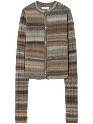 RE/DONE striped ribbed-knit wool cardigan - Brown