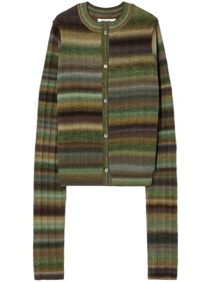 RE/DONE striped ribbed knit wool cardigan - Green