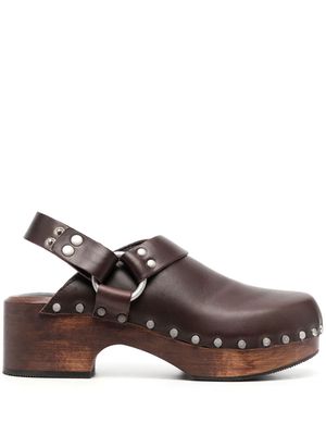 RE/DONE stud-embellished mules - Brown