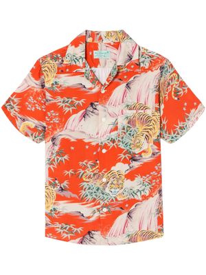 RE/DONE tiger-print Cuban-collar shirt - Orange