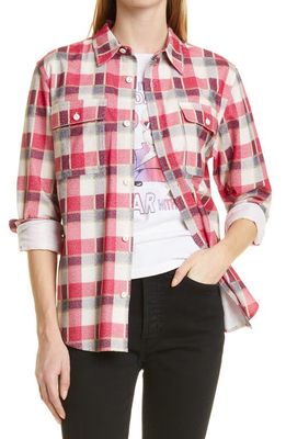 Re/Done Wool Blend Flannel Button-Up Shirt in Red Plaid