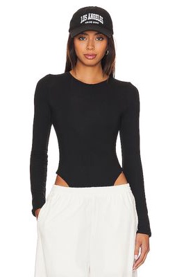 RE ONA Crewneck Long Sleeve Bodysuit in Black