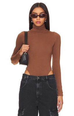 RE ONA Turtleneck Bodysuit in Brown