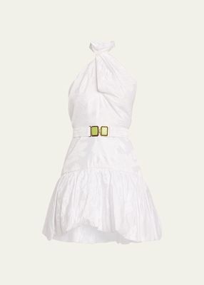 Rea Brocade Jacquard Belted Mini Dress