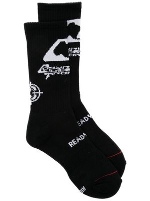 Readymade logo intarsia-knit ribbed socks - Black