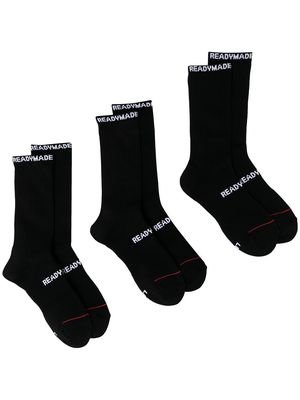 Readymade pack-of-three logo socks - Black