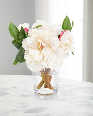 Real Touch Dew Drops 9" Faux Floral Arrangement in Glass Vase