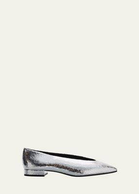 Rebecca Cracked Metallic Ballerina Flats