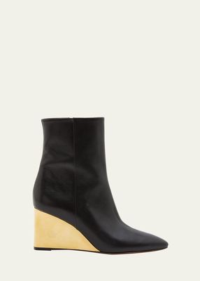 Rebecca Leather Wedge Ankle Booties