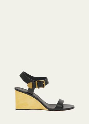 Rebecca Leather Wedge Ankle-Strap Sandals