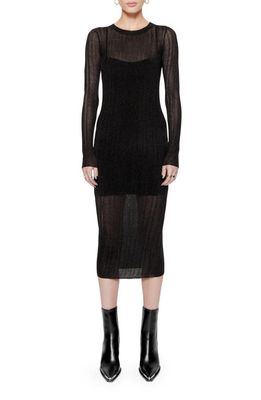 Rebecca Minkoff Abbey Long Sleeve Midi Sweater Dress in Metallic Black 