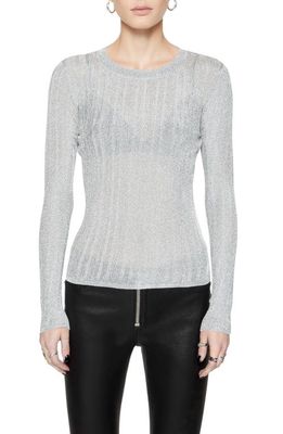 Rebecca Minkoff Abbey Rib Semisheer Sweater in Metallic Silver