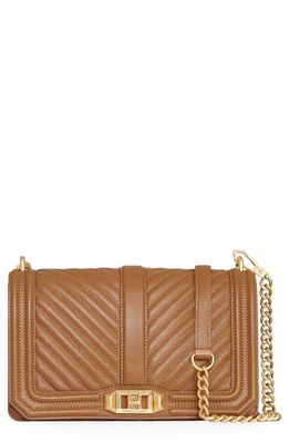 Rebecca Minkoff Chevron Quilted Love Leather Crossbody Bag in Dune