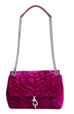 Rebecca Minkoff Edie Crushed Velvet Chevron Crossbody Bag in Fuschia