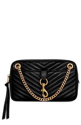 Rebecca Minkoff Edie Quilted Convertible Leather Shoulder Bag in Black