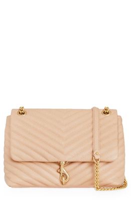 Rebecca Minkoff Edie Quilted Convertible Leather Shoulder Bag in Light Beige
