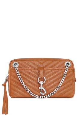 Rebecca Minkoff Edie Quilted Convertible Leather Shoulder Bag in Saddle