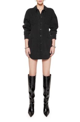 Rebecca Minkoff Florence Long Sleeve Denim Mini Shirtdress in True Black