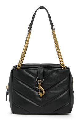 Rebecca Minkoff Maxi Edie Top Zip Quilted Leather Shoulder Bag in Black