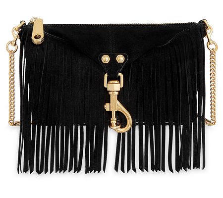 Rebecca Minkoff Mini Julian Leather Crossbody w ith Fringe