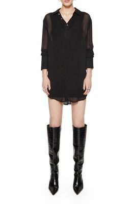 Rebecca Minkoff Ophelia Tie Neck Long Sleeve Button-Up Top in True Black