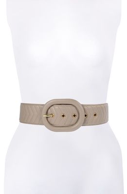 Rebecca Minkoff Quilted Leather Belt in Oyster /Oyster