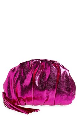 Rebecca Minkoff Ruched Faux Leather Clutch in Bouganville