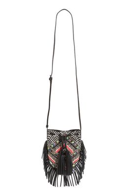 Rebecca Minkoff Wonder Phone Canvas Crossbody Bag in Black/White/Silver